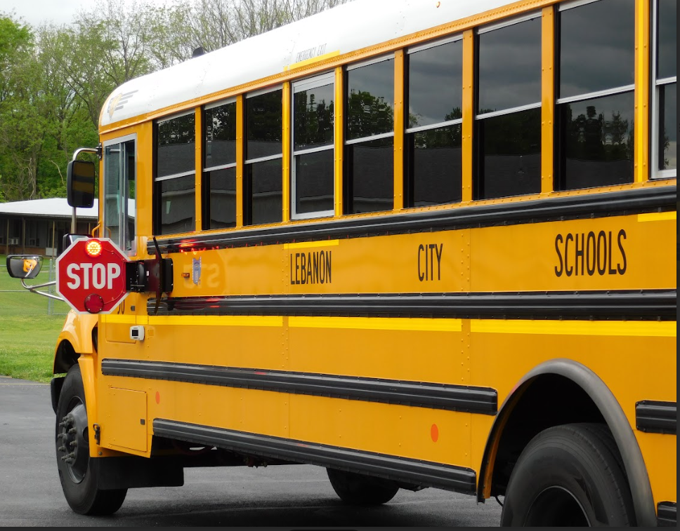 school bus with stop arm extended