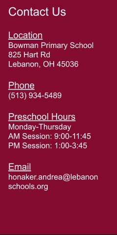 Preschool contact information